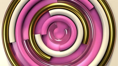 Glossy Pink Gold Abstract Concentric Rings Looping Background