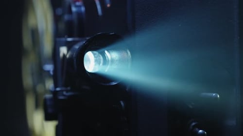 A Projector Lens with a Ray of Light Close-up