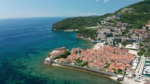 Old Town in Budva in a Beautiful Summer Day Montenegro