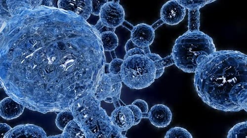 Abstract Blue Molecular Network Structure Background Loop