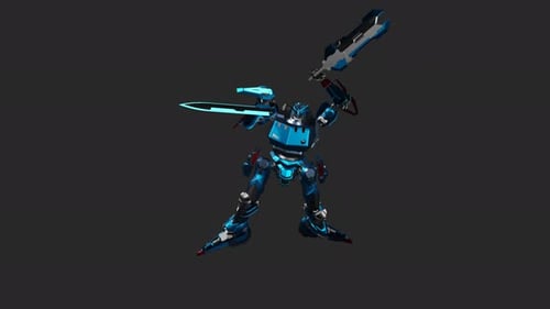 The robot acts in Uppercut Jab style and wields double swords