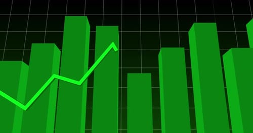 Animation of a green graph on white grid on red background