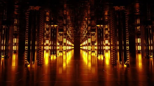 A Long Futuristic Corridor with a Technological Interior