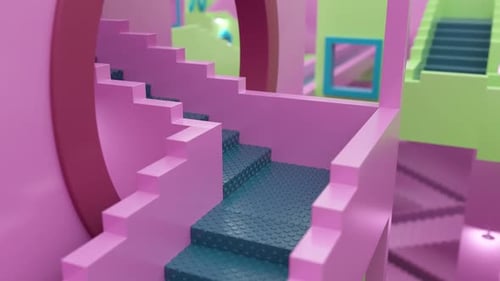 Abstract Geometric Staircase Optical Illusion Animation