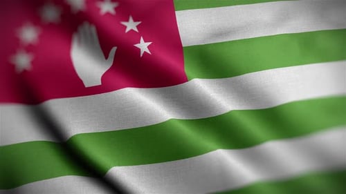 Realistic Waving Flag of Abkhazia Fabric Texture Animation
