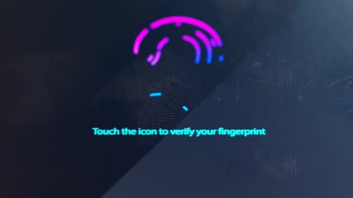 Neon Biometric Fingerprint Scan Identity Verification Animation