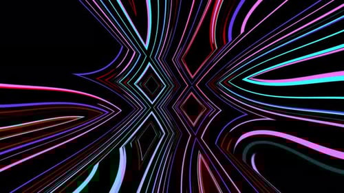 Abstract Neon Lines Tunnel Motion Background Loop