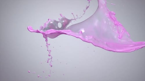 Light Pink Fluid Splashing in Slow Motion