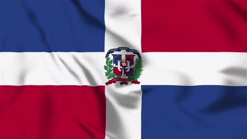 Realistic Dominican Republic Flag Waving Seamless Loop