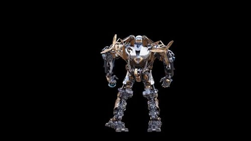 Futuristic Metallic Robot Dancing Animation