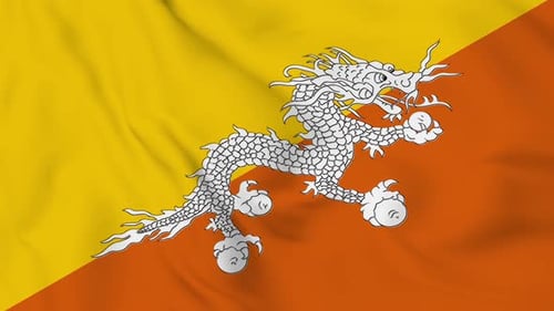Animated Bhutan National Flag Waving Loop