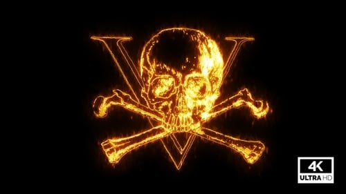 Fiery Skull and Crossbones Line Art Logo Reveal