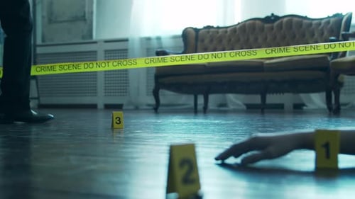 Crime Scene with Hand and Evidence Markers