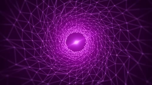 4K Purple Abstract Plexus Tunnel Background Seamless Loop