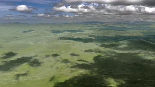 Green Hills and Rolling Landscape From Above
