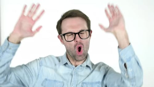 Happy Man Dancing, White Background