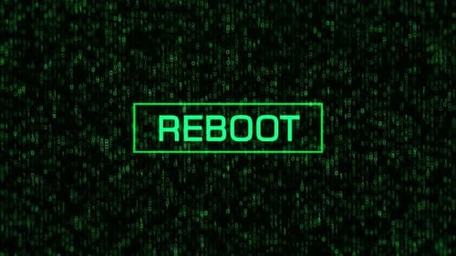 REBOOT Concept Over Computer Binary Background. REBOOT Message Over Binary Code