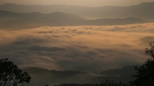 Mountains Landscape with Clouds at Sunrise