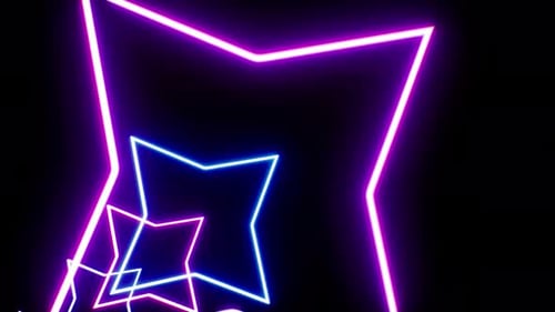 4K Neon Four Star Shapes Tunnel Loop