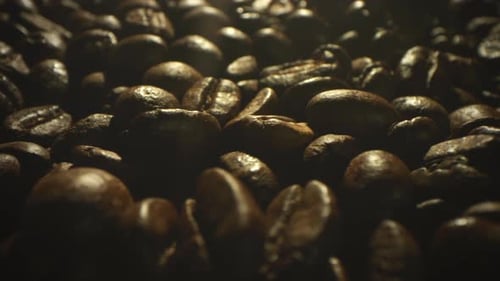 Roasted Coffee Beans Filling the Frame Macro Shot