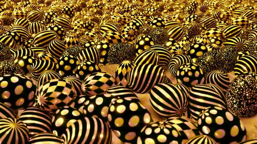 Abstract Gold and Black Patterned Spheres Background Animation