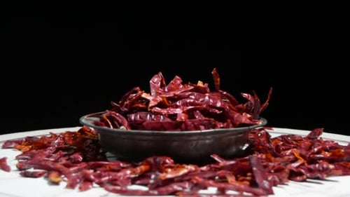 Dried Red Chili Peppers in Bowl