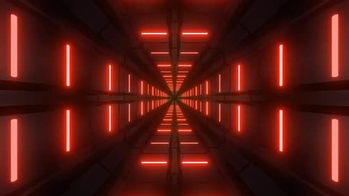 4k Geometric Red Neon Tunnel