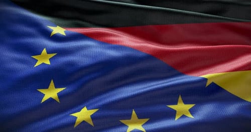European Union and Germany Waving Flags Loop