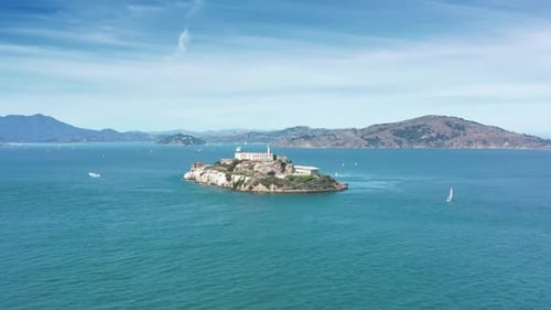 Historic Building Surrounded By Pacific Ocean Waters in San Francisco Bay Area