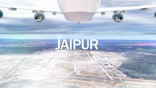 Commercial Airplane Over Clouds Arriving City Jaipur