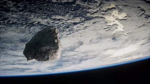 Large Asteroid Drifting Over Earth from Space