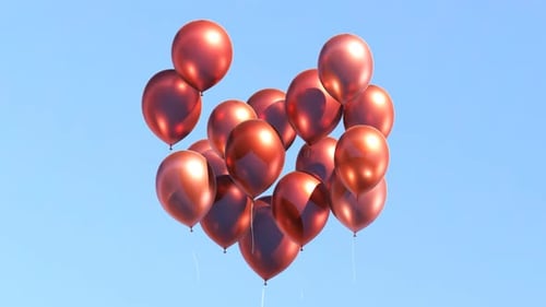 Animated Heart Balloons Floating in Sky for Love and Celebrations