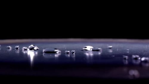 Water Droplets Falling on a Blue Surface
