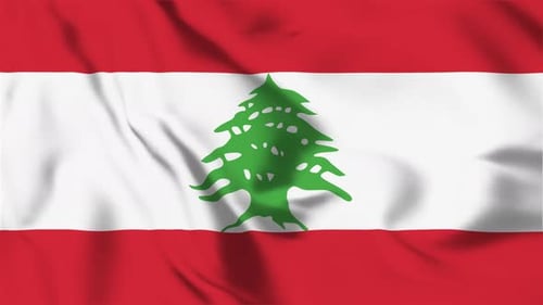 Realistic Lebanon Flag Waving Animation Seamless Loop