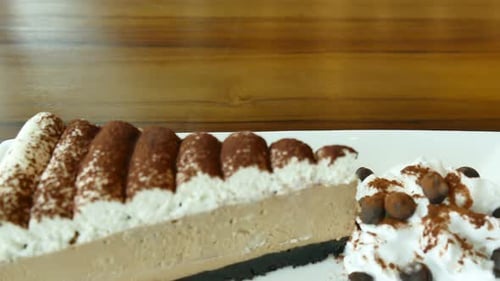 Chocolate Mousse Cake with Whipped Cream Close Up
