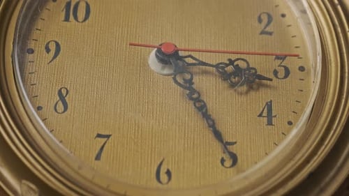 Vintage Wall Clock with Moving Second Hand CloseUp