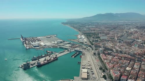 Aerial View. Port in Malaga. Malaga, Andalusia, Spain.