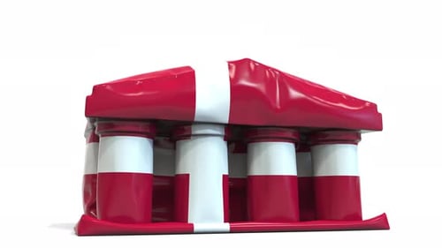 Deflating Bank or Government Building with Flag of Denmark