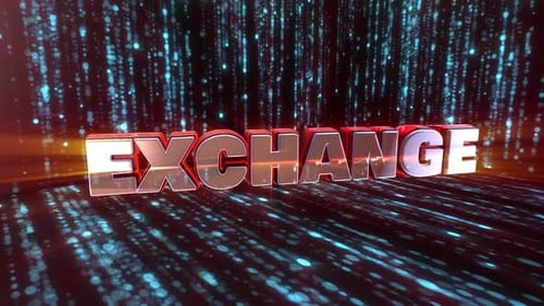 Futuristic 3D Exchange Text with Digital Particles Loop