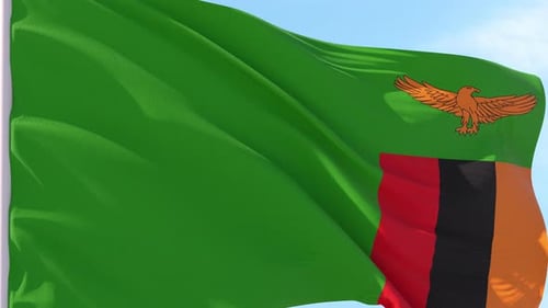 Zambia National Flag Waving Realistic Animation