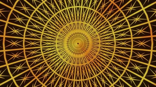 Golden Abstract Geometric Expanding Tunnel Pattern Background