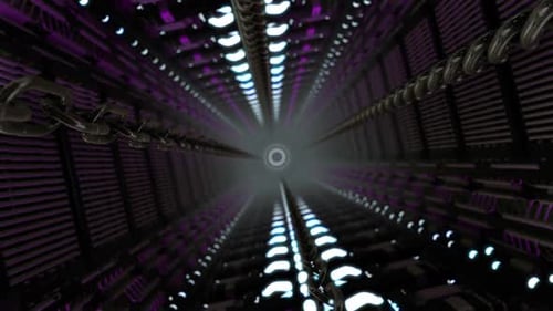 Futuristic Sci-Fi Tunnel with Moving Chains Background Animation