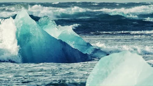 Icebergs and Waves at Black Sand Beach