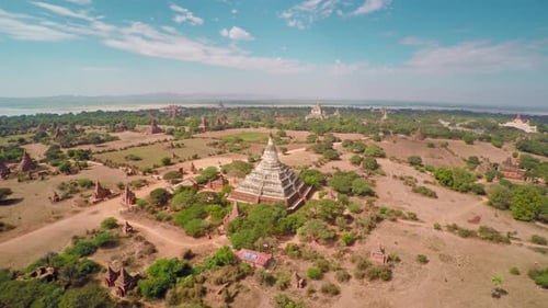 Flying Over Temples in Bagan Myanmar (Burma)