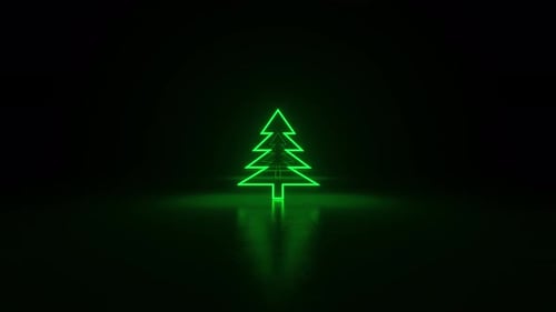 Neon Green Christmas Tree Tunnel Loop Animation