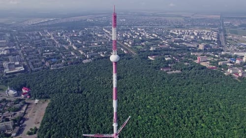 Aerial View of the Tallest TV Tower in the Cityscape