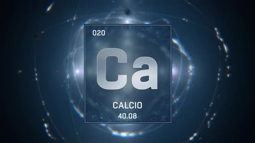 Calcium Element Display on Futuristic Atomic Background