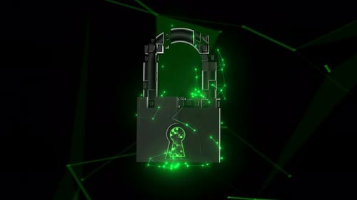 Futuristic Pad lock Security and Cyber Concept