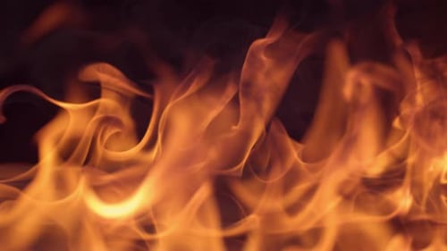 Bright Orange Flames on Black Background