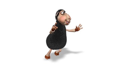 3D Animated Black Sheep Character Dancing and Pointing